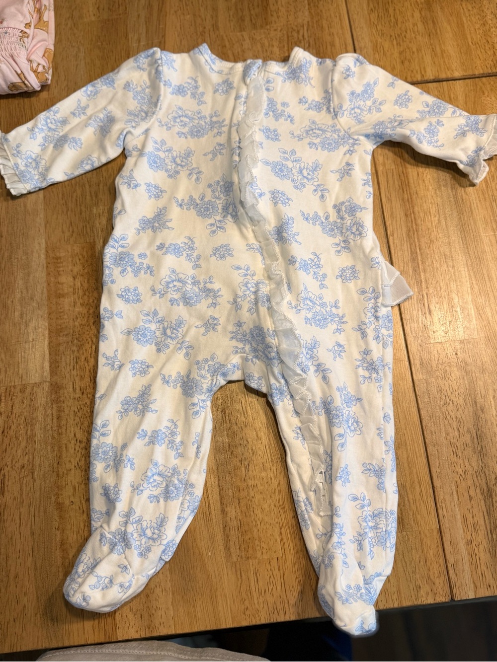 NWOT: Little Me White Footed One-Piece with Light Blue Floral